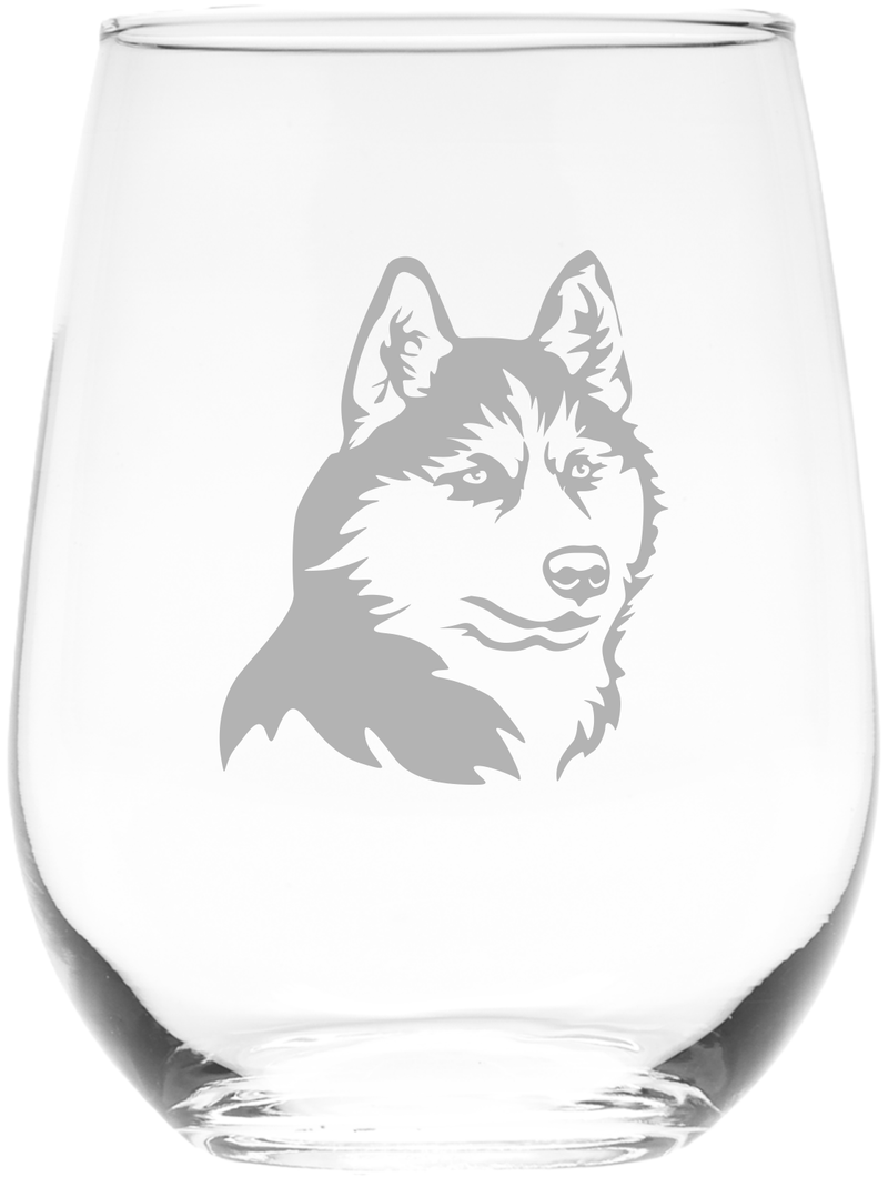 Husky Themed, Dog Stemless Wine Glass - Dog Lover Gift for Men and Women - 17 oz (Style H1)