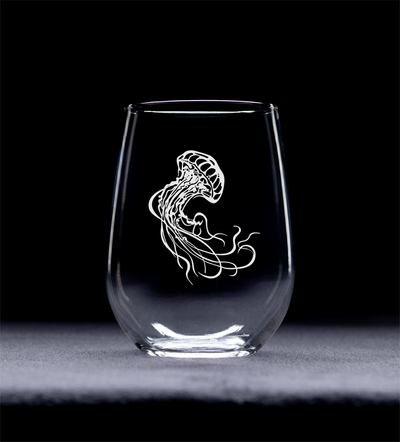 Jellyfish Stemless Wine Glass - Jellyfish Themed Gift for Men and Women -  17 oz.