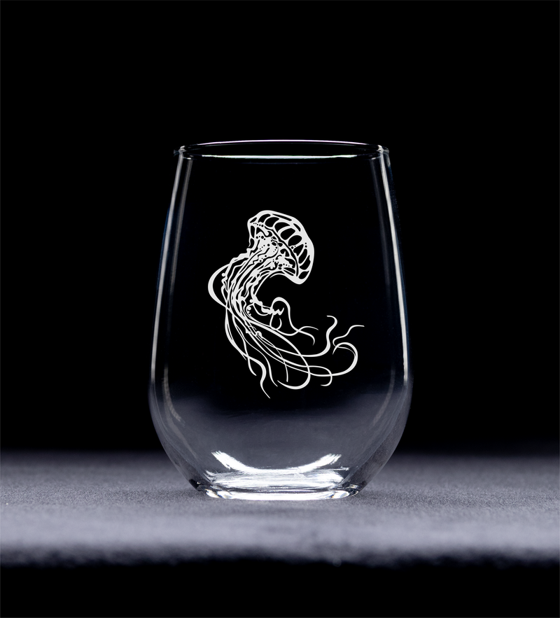 Jellyfish Stemless Wine Glass - Jellyfish Themed Gift for Men and Women -  17 oz.