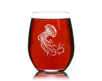 Jellyfish Stemless Wine Glass - Jellyfish Themed Gift for Men and Women -  17 oz.