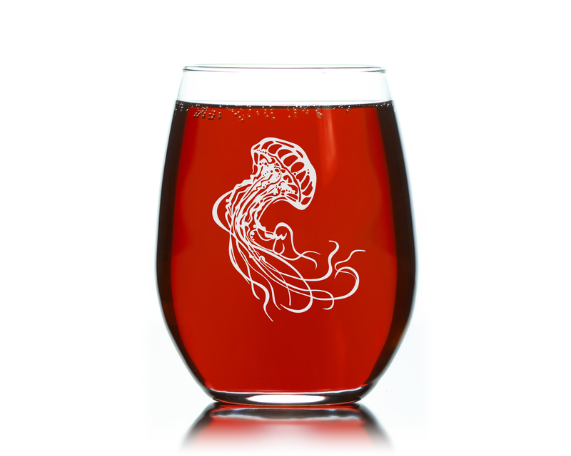 Jellyfish Stemless Wine Glass - Jellyfish Themed Gift for Men and Women -  17 oz.
