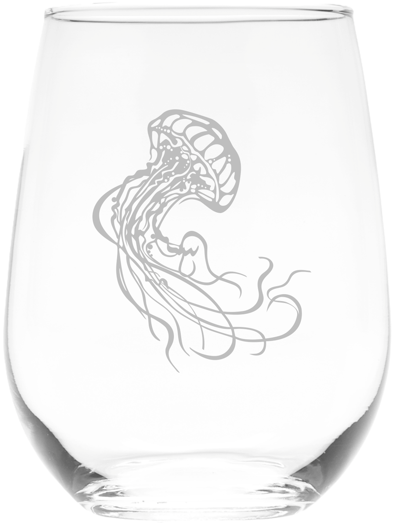 Jellyfish Stemless Wine Glass - Jellyfish Themed Gift for Men and Women -  17 oz.