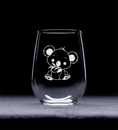 Koala Stemless Wine Glass - Koala Themed Gift for Women and Men -17 oz. (Style K1)