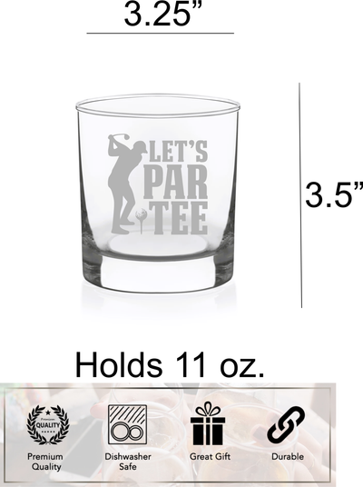 Let's Par Tee Golf  Whiskey Rocks Glass - Golf Themed Gift for Men and Women - 11 oz.