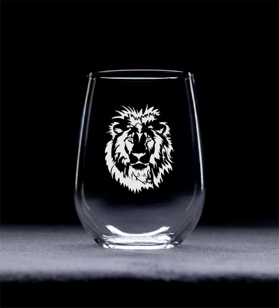 Lion Face Stemless Wine Glass - Lion Themed Gift for Women and Men - 17 oz.