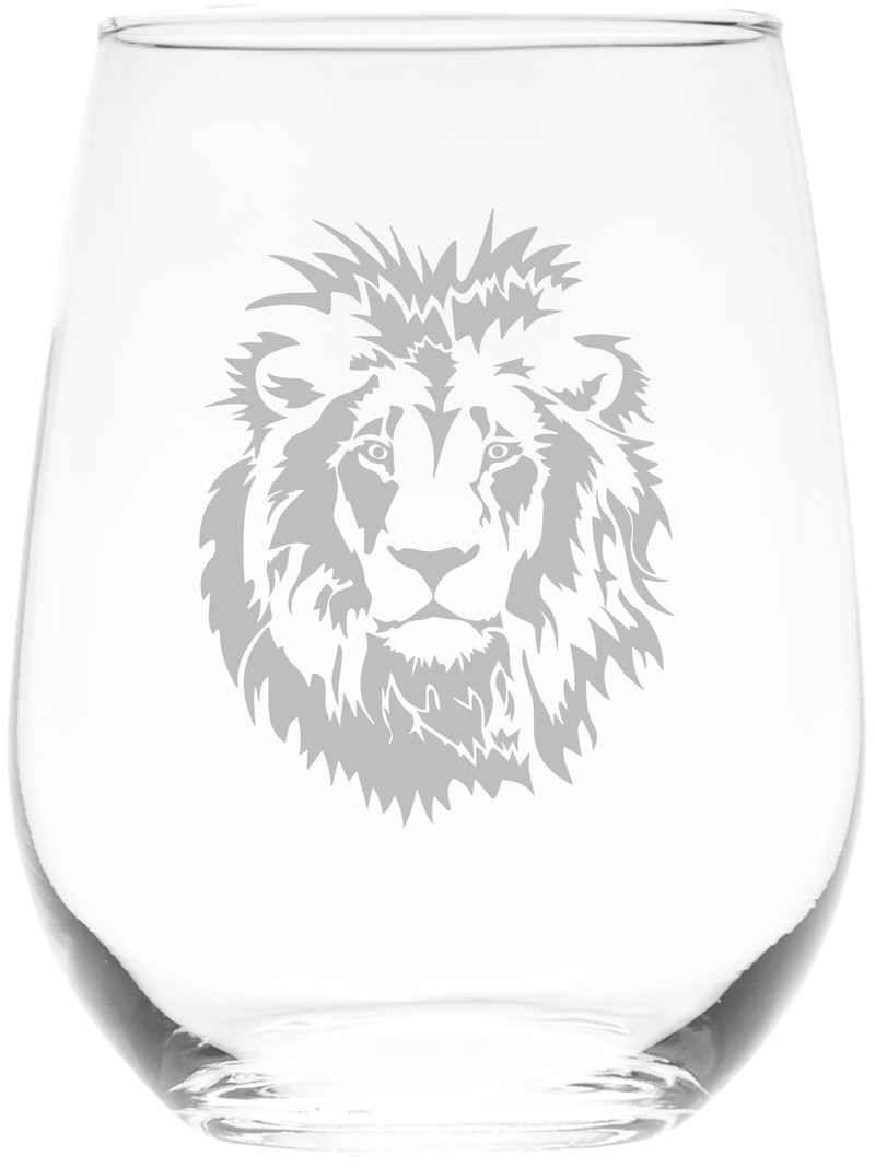 Lion Face Stemless Wine Glass - Lion Themed Gift for Women and Men - 17 oz.