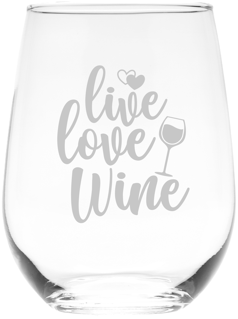 Live Love Wine Stemless Wine Glass for Women and Men - 17 oz.