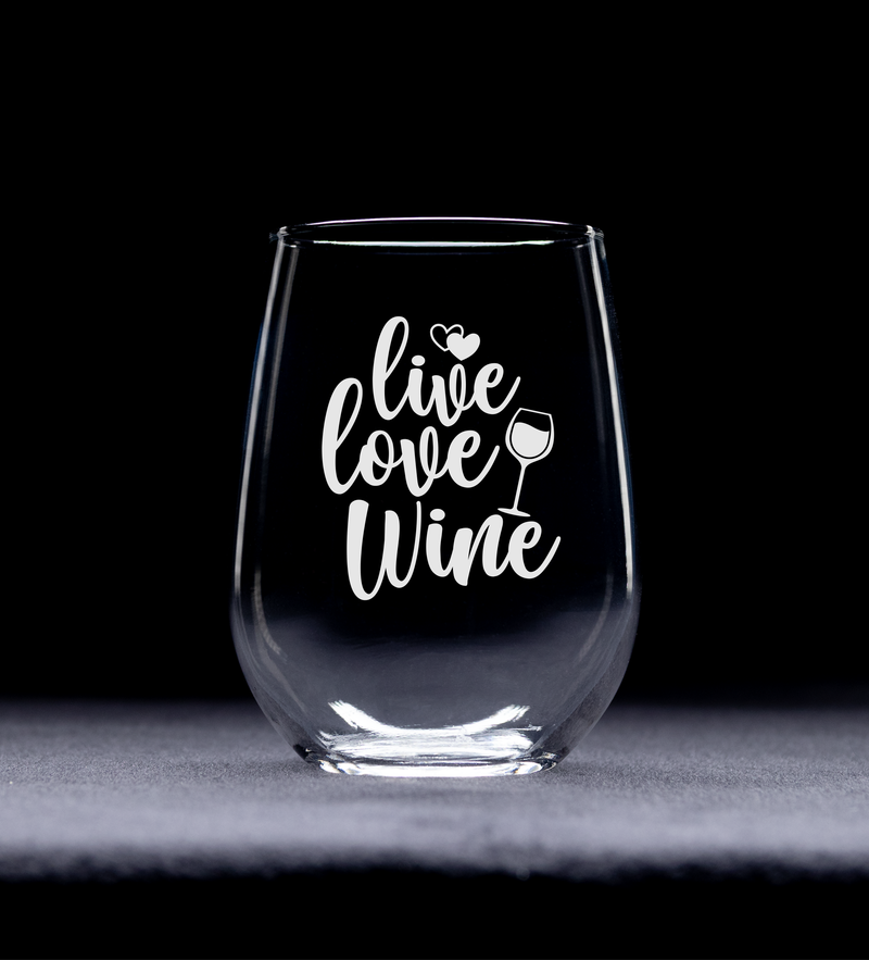 Live Love Wine Stemless Wine Glass for Women and Men - 17 oz.