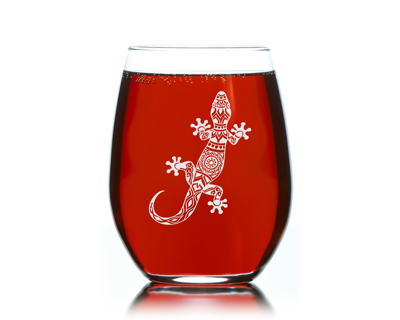 Lizard Stemless Wine Glass - Lizard Themed Gift for Women and Men -  17 oz.