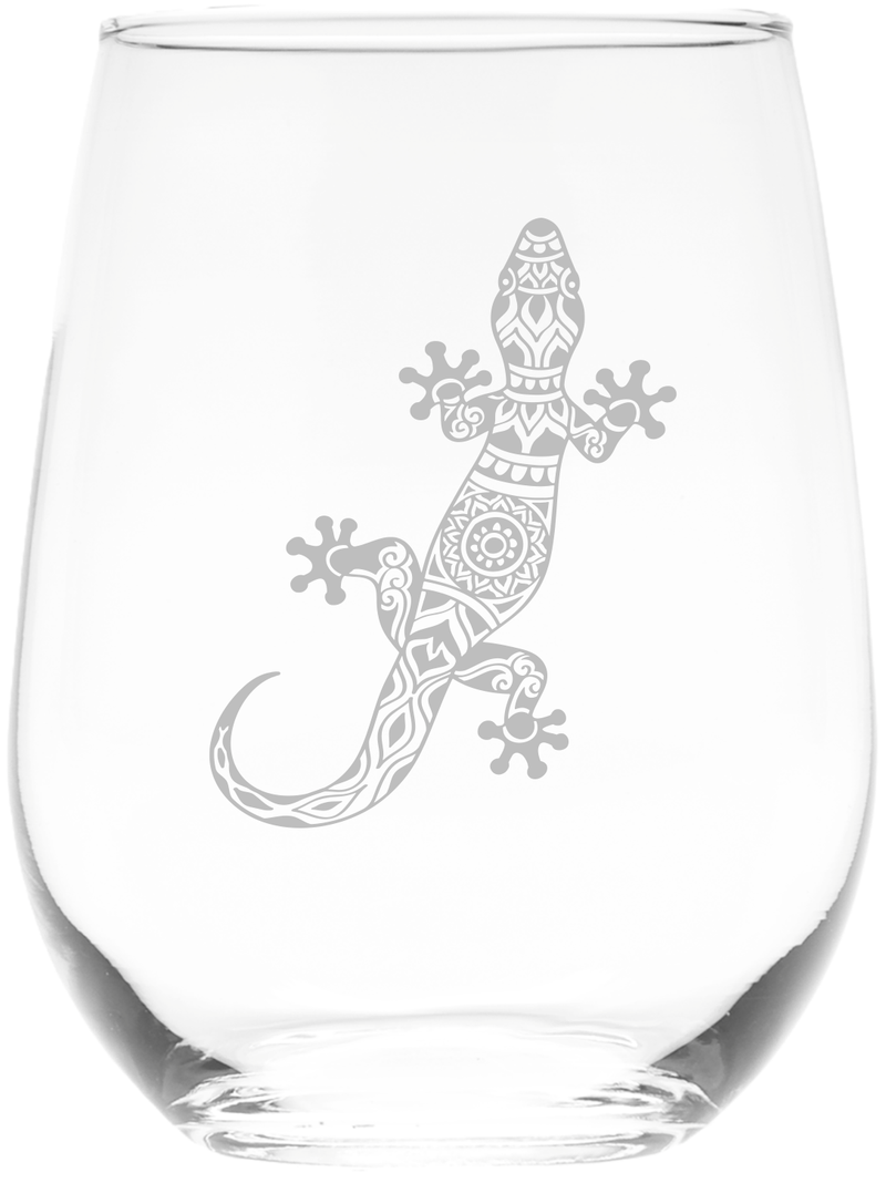 Lizard Stemless Wine Glass - Lizard Themed Gift for Women and Men -  17 oz.