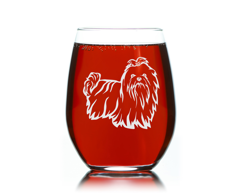 Maltese Themed Dog Stemless Wine Glass -  Dog Lover Gift for Women and Men  - 17 oz. (Style M1)
