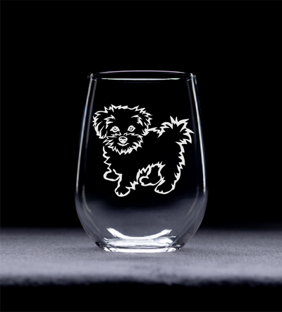 Maltese Themed Dog Stemless Wine Glass - Gift for Dog Lover, 17 oz. (Style M2)