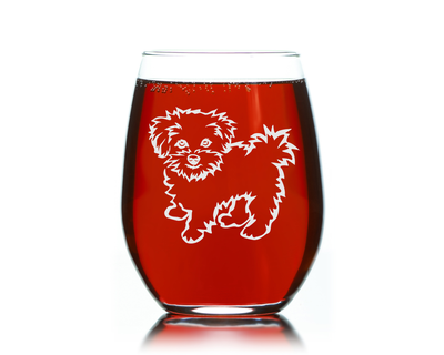 Maltese Themed Dog Stemless Wine Glass - Gift for Dog Lover, 17 oz. (Style M2)