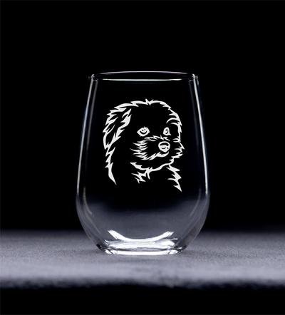 Maltese Themed, Dog Stemless Wine Glass  -  Dog Lover Gift for Men and Women 17 oz. (Style M3)