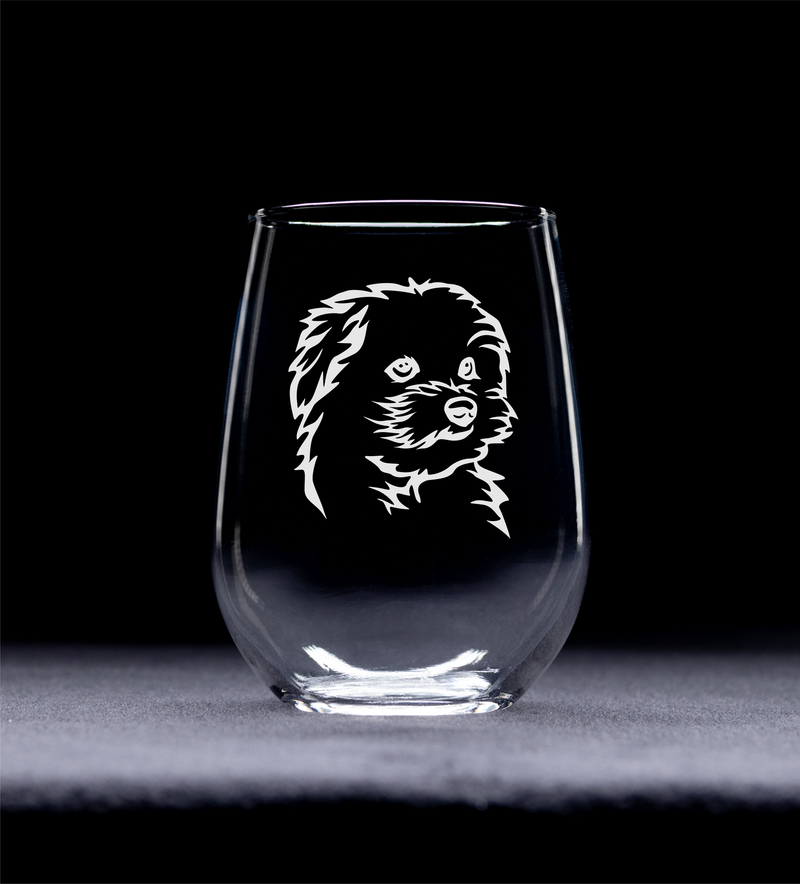 Maltese Themed, Dog Stemless Wine Glass  -  Dog Lover Gift for Men and Women 17 oz. (Style M3)