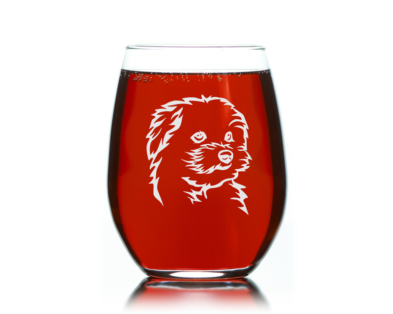 Maltese Themed, Dog Stemless Wine Glass  -  Dog Lover Gift for Men and Women 17 oz. (Style M3)