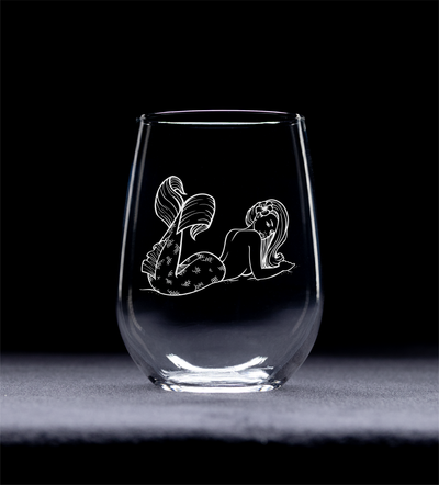 Mermaid  Themed Stemless Wine Glass, 17 oz.  - Mermaid Gift for Women and Men (Style M3)