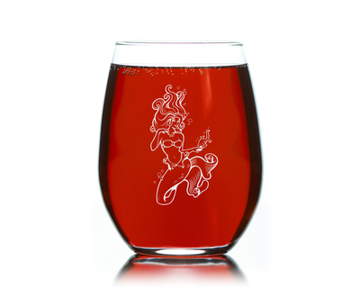 Mermaid  stemless Wine Glass - Mermaid Themed Gift for Women and Men - 17 oz.  (Style M4)