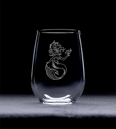Mermaid Stemless Wine Glass - Mermaid Themed Gift for Women and Men - 17 oz.  (Style M6)