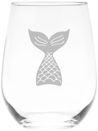 Mermaid Tail Design Stemless Wine Glass - Mermaid Themed Gift for Women and Men - 17 oz (Style M1)