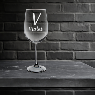 Personalized Monogrammed Initial with Name Wine Glass - Custom Gift for Women and Men - 19 oz.
