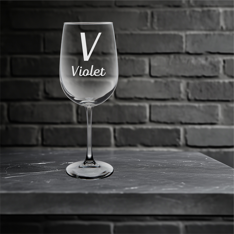 Personalized Monogrammed Initial with Name Wine Glass - Custom Gift for Women and Men - 19 oz.