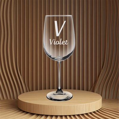 Personalized Monogrammed Initial with Name Wine Glass - Custom Gift for Women and Men - 19 oz.