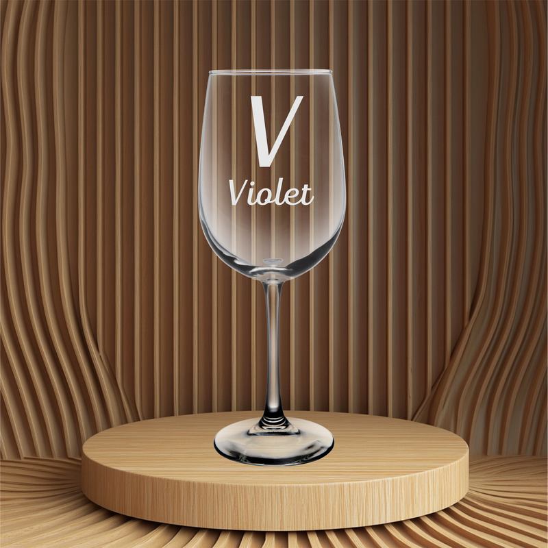 Personalized Monogrammed Initial with Name Wine Glass - Custom Gift for Women and Men - 19 oz.
