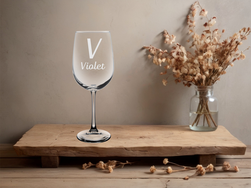 Personalized Monogrammed Initial with Name Wine Glass - Custom Gift for Women and Men - 19 oz.