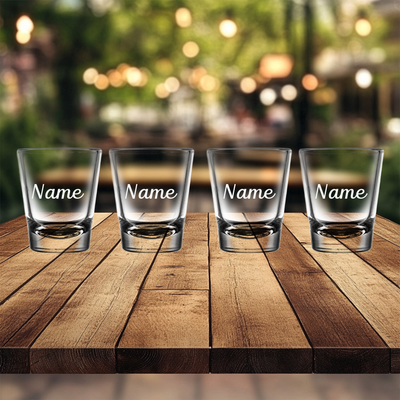 Custom Names Shot Glass Set 1.75 oz. - Personalized Gift for Women and Men - 4 Pieces