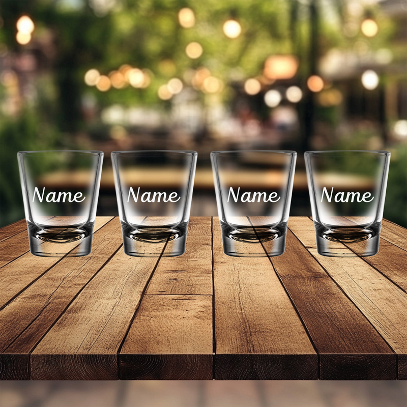 Custom Names Shot Glass Set 1.75 oz. - Personalized Gift for Women and Men - 4 Pieces