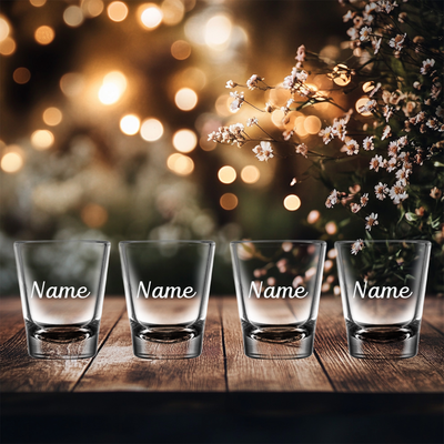 Custom Names Shot Glass Set 1.75 oz. - Personalized Gift for Women and Men - 4 Pieces
