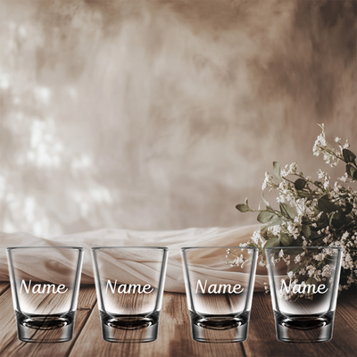Custom Names Shot Glass Set 1.75 oz. - Personalized Gift for Women and Men - 4 Pieces