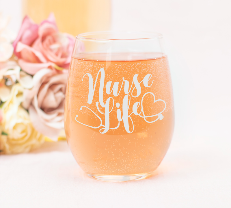 Nurse Life Stemless Wine Glass - Nurse Themed Gift for Women and Men - 17 oz.