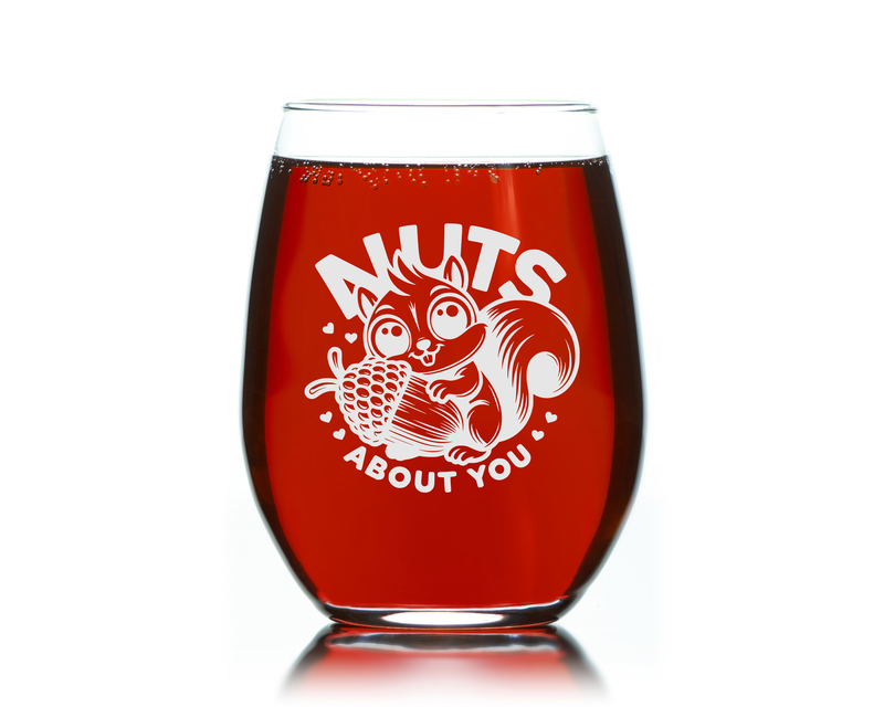 Squirrel Nuts About You Stemless Wine Glass - Squirrel Lover Gift for Men and Women
