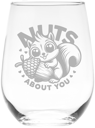 Squirrel Nuts About You Stemless Wine Glass - Squirrel Lover Gift for Men and Women