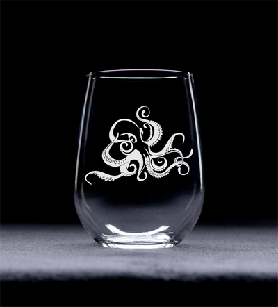 Octopus 17 oz. Stemless Wine Glass - Octopus Themed Gift for Women and Men
