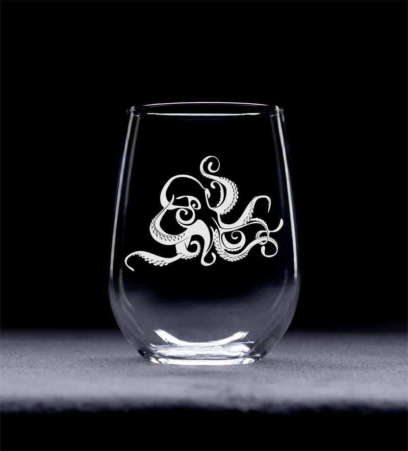 Octopus 17 oz. Stemless Wine Glass - Octopus Themed Gift for Women and Men