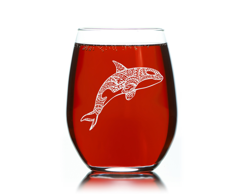 Orca Whale Stemless Wine Glass, 17 oz. - 1 Piece – Orca Whale Themed Gift for Men and Women