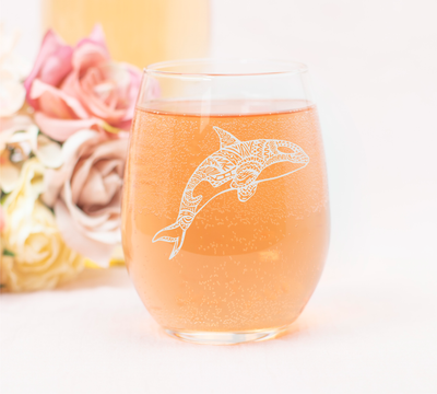 Orca Whale Stemless Wine Glass, 17 oz. - 1 Piece – Orca Whale Themed Gift for Men and Women
