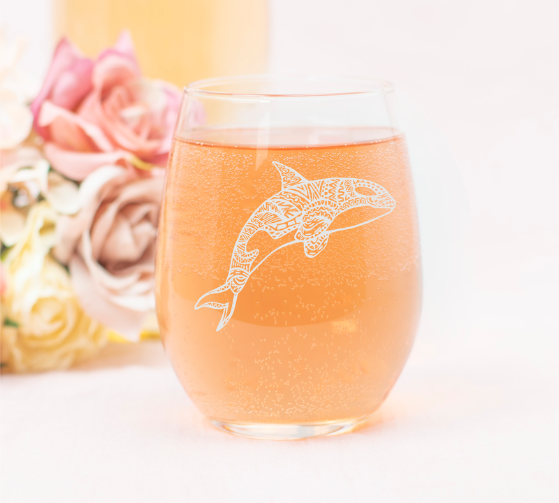 Orca Whale Stemless Wine Glass, 17 oz. - 1 Piece – Orca Whale Themed Gift for Men and Women