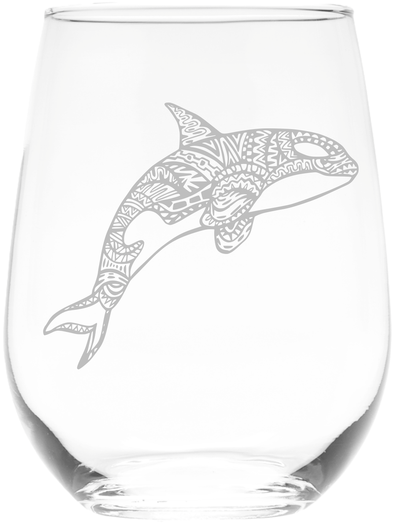 Orca Whale Stemless Wine Glass, 17 oz. - 1 Piece – Orca Whale Themed Gift for Men and Women