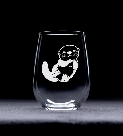 Otter Stemless Wine Glass - Cute Otter Themed Gift for Women and Men - 17 oz.