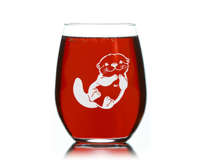 Otter Stemless Wine Glass - Cute Otter Themed Gift for Women and Men - 17 oz.