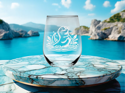 Otter Stemless Wine Glass - Cute Otter Themed Gift for Women and Men - 17 oz. (Style O7)