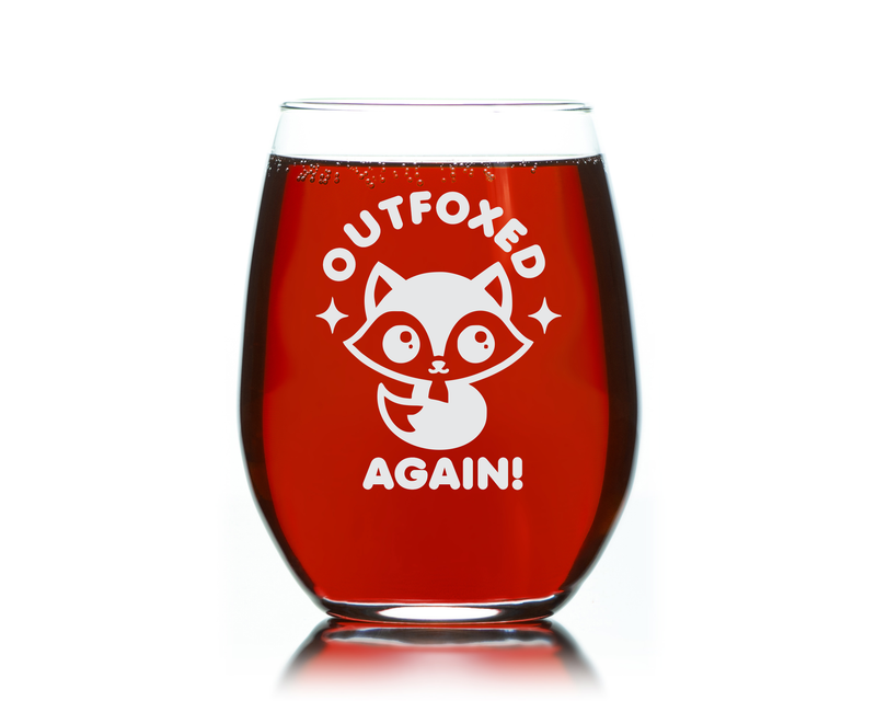Outfoxed Again Stemless Wine Glass - Funny Fox Themed Gift for Women and Men - 17 oz.
