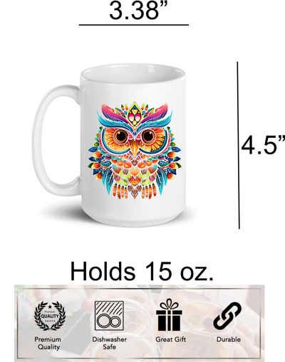 Owl Adorable 15 oz Ceramic Coffee Mug - Owl Gifts for Men and Women (Style O1)