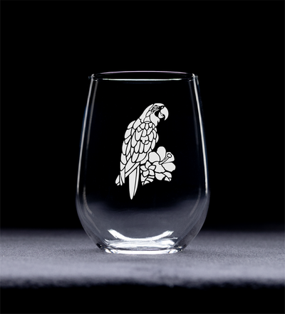 Parrot Stemless Wine Glass - Parrot Themed Gift for Women and Men -  17 oz.