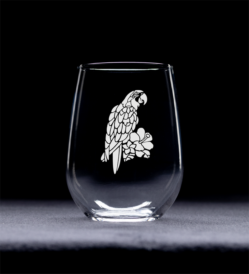Parrot Stemless Wine Glass - Parrot Themed Gift for Women and Men -  17 oz.