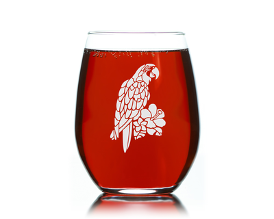 Parrot Stemless Wine Glass - Parrot Themed Gift for Women and Men -  17 oz.